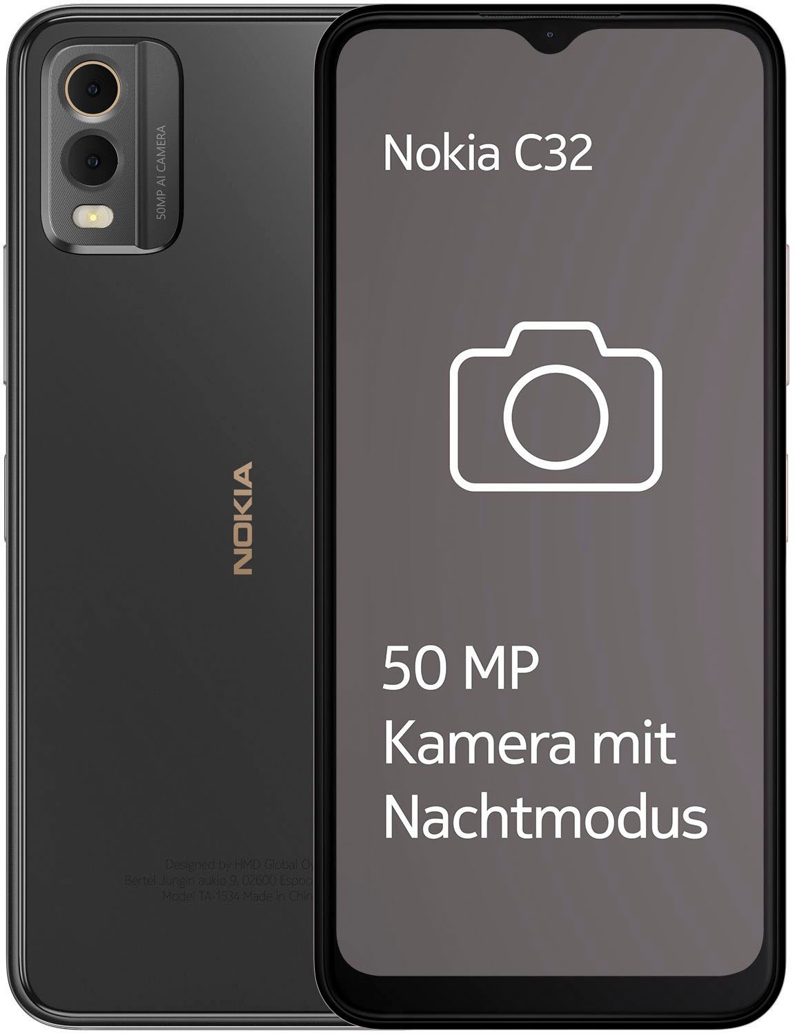Nokia C32 LTE Dual-SIM 3/64GB charcoal Android 13 Smartphone