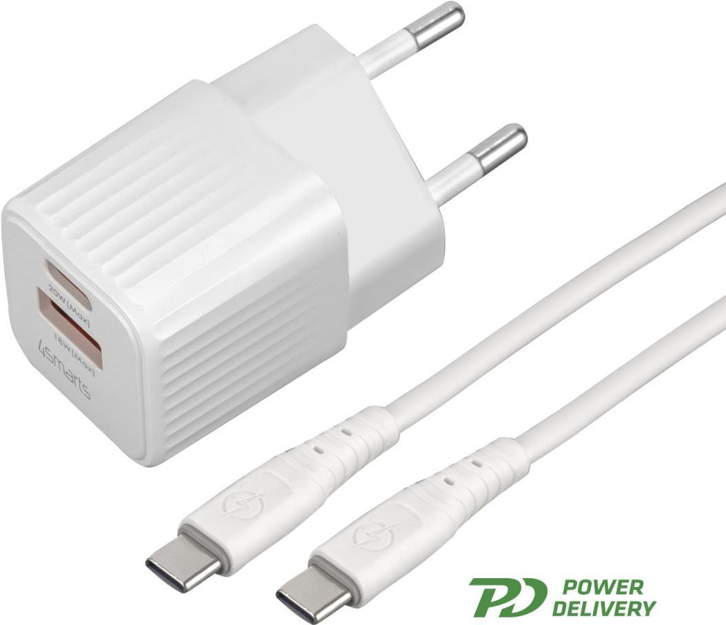 4smarts VoltPlug Duos Mini PD 20W + USB-C Kabel. wei