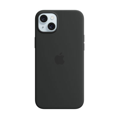 Silikon Case iPhone 15 Plus mit MagSafe (schwarz)