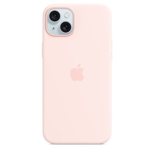 Silikon Case iPhone 15 Plus mit MagSafe (hellrosa)