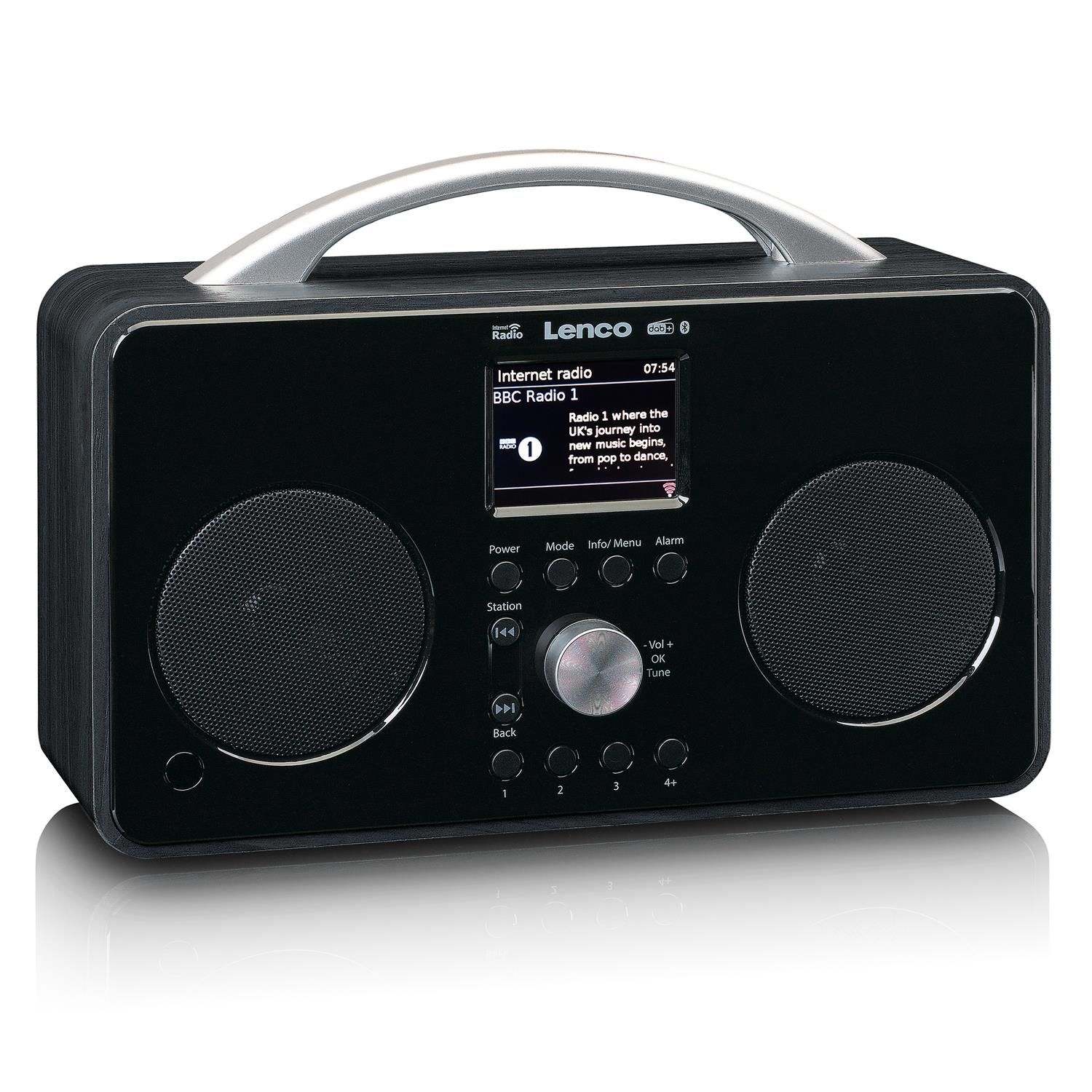 Lenco PIR-645BK Stereo Internetradio WLAN mit DAB+, FM; schwarz, Akku