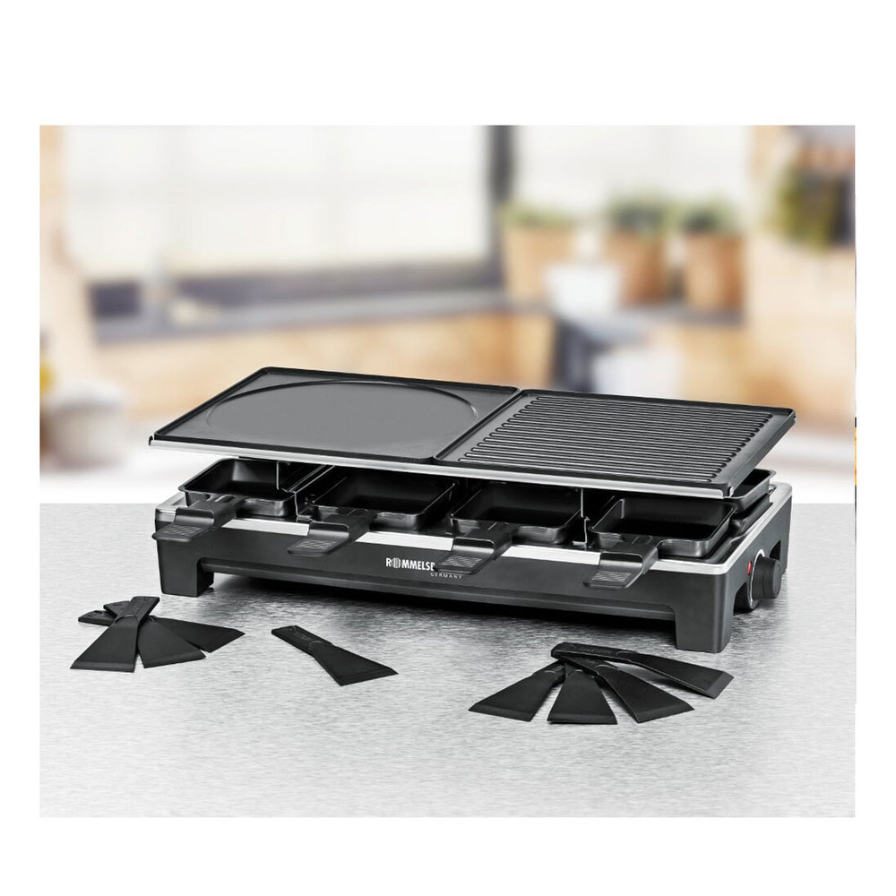 Rommelsbacher RCS 1350 Raclette-Grill Aluminium-Gehäuse 8er Wechselplatten