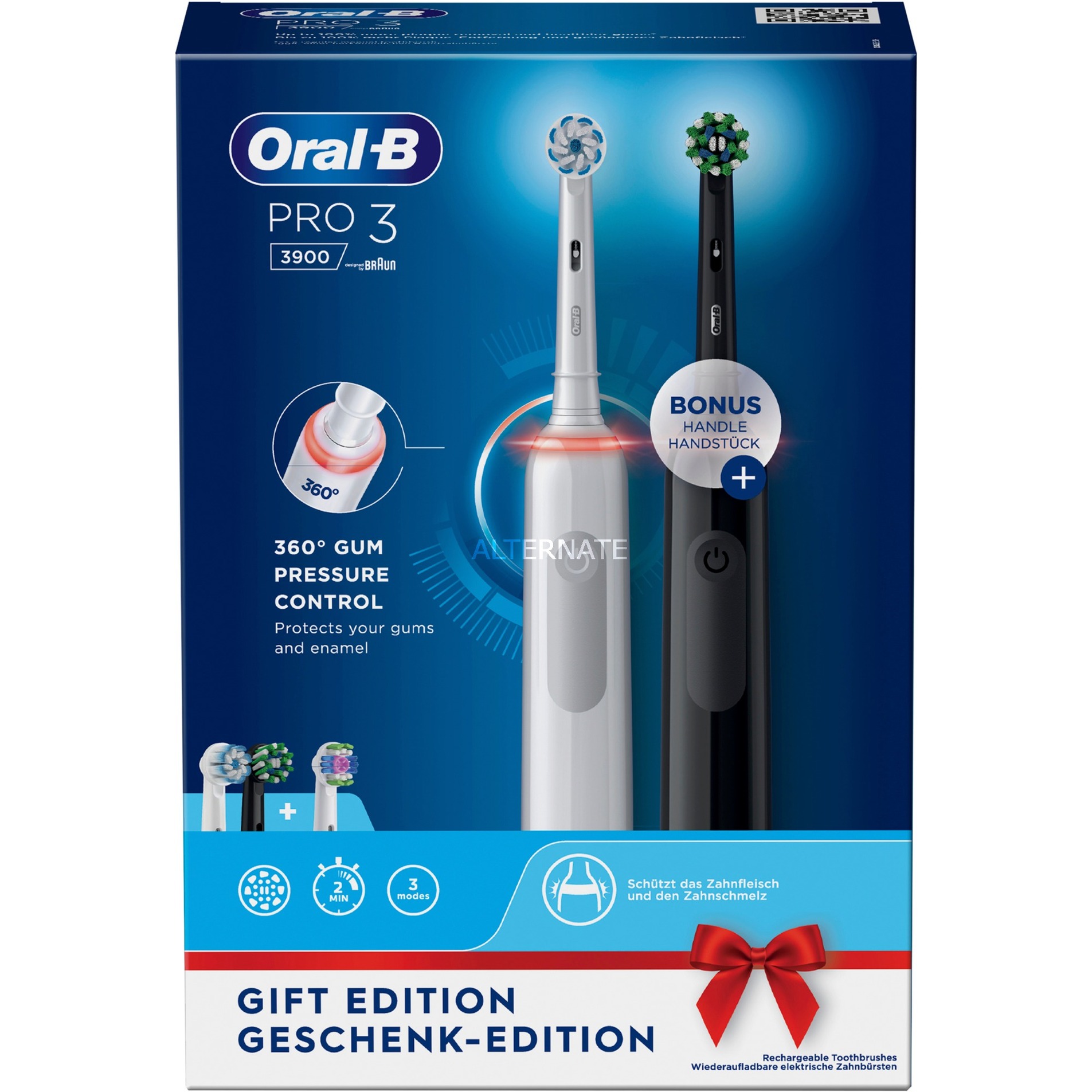 Oral-B Pro 3 3900 Duo Zahnbürste Schwarz / Weiß