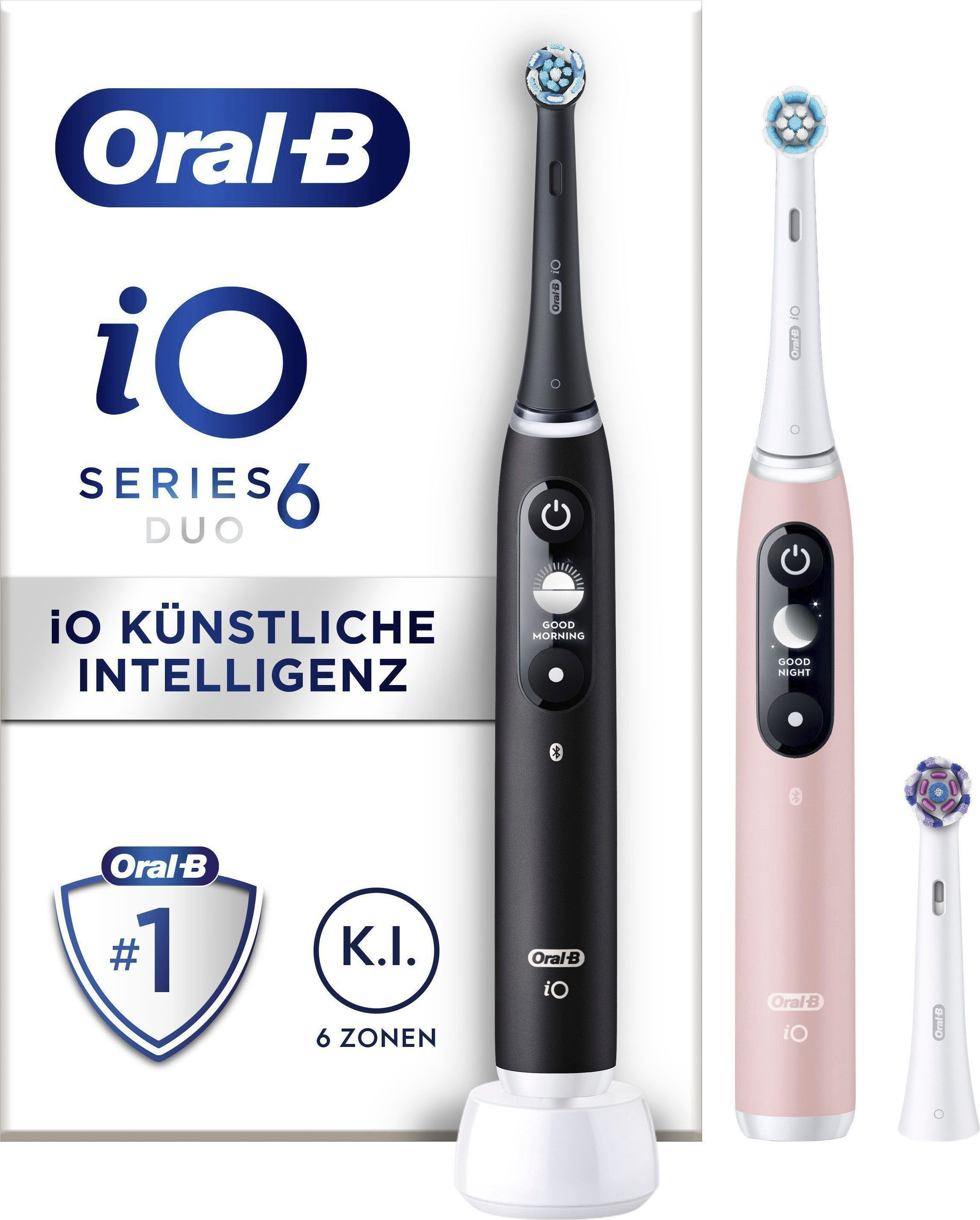 Oral-B iO Series 6 Duo Elektrische Zahnbürste Schwarz / Rosa
