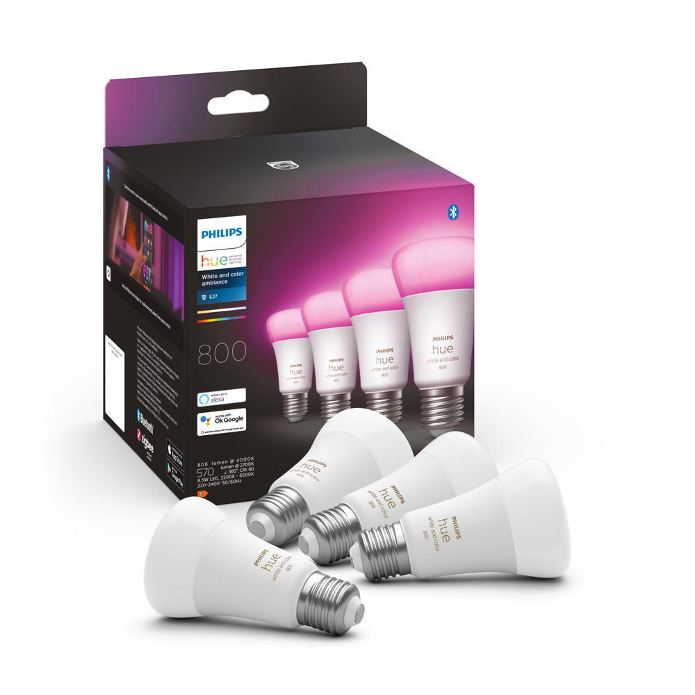 Philips Hue White & Color Ambiance E27 Viererpack 4x570lm 60W
