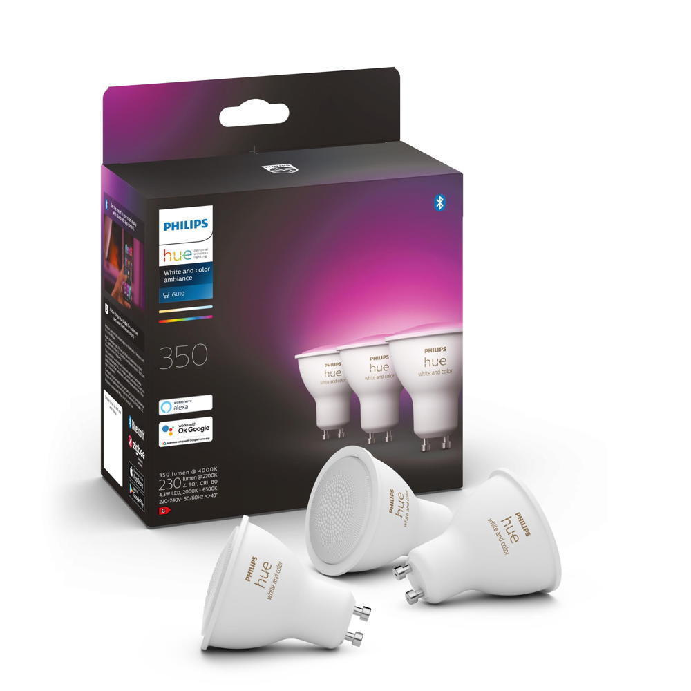 Philips Hue White & Color Ambiance GU10 350lm, 3er Pack