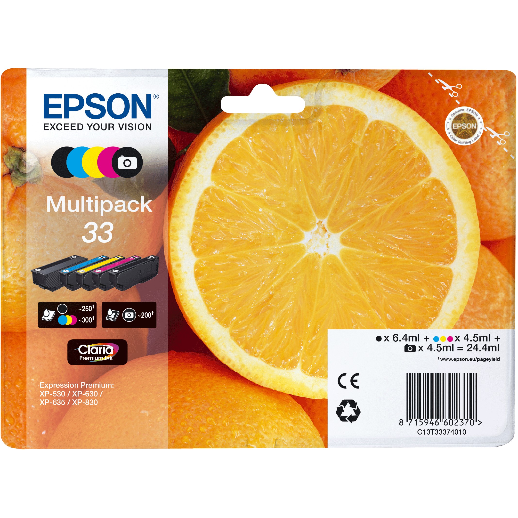 Epson Tinte 33 5er-Pack black + color T3337