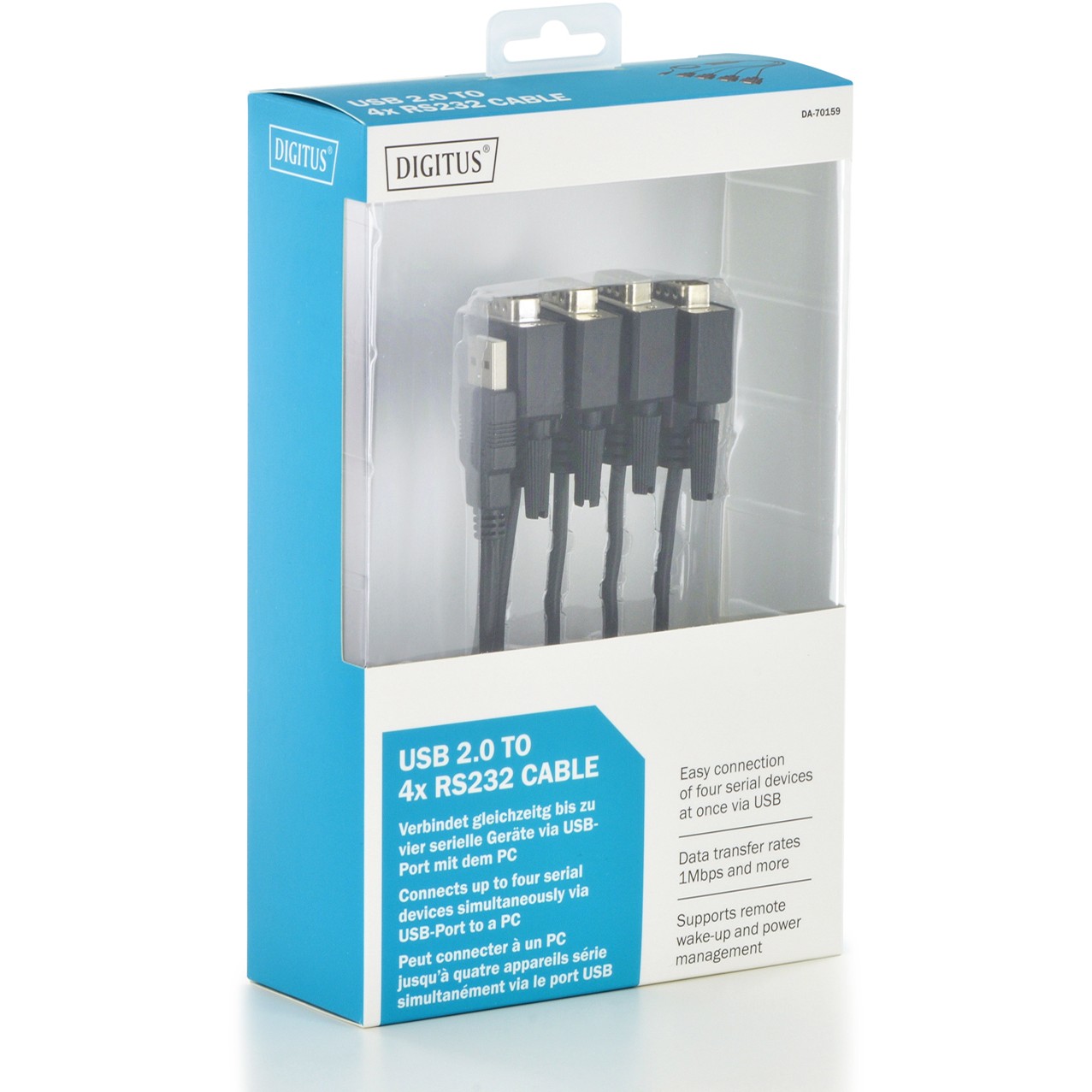 DIGITUS USB 2.0 Anschlusskabel 2.0 -4x RS232 Kabel 1.5m. sw