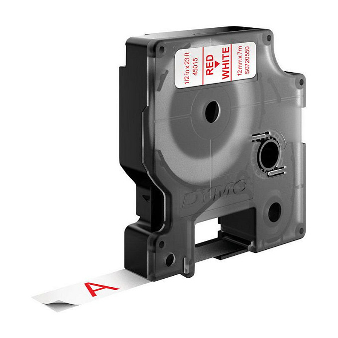 Dymo LabelWriter - D1 Etiketten selbstklebend - 12 mm x 7 m - Rot auf Weiß - (S0720550)