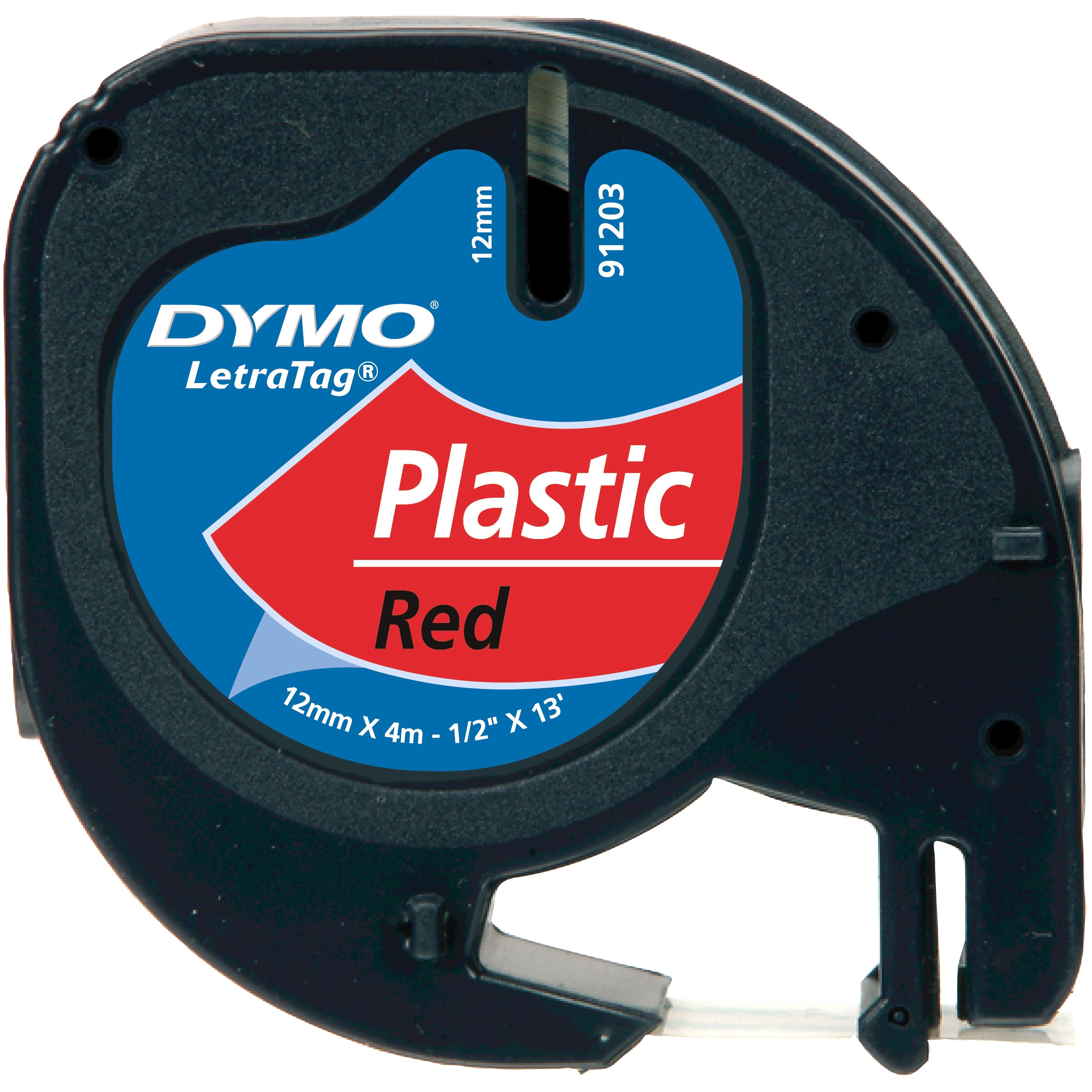 Dymo LabelWriter - LetraTag Kunststoff Etiketten - 12 mm x 4 m - Schwarz auf Rot - (S0721630)