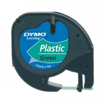 Dymo LabelWriter - LetraTag Kunststoff Etiketten - 12 mm x 4 m - Schwarz auf Grün - (S0721640)