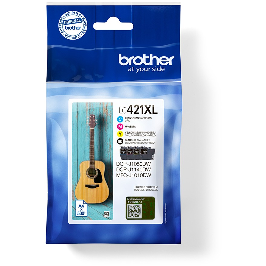Brother 4-pack of Black Cyan Magenta and Yellow 500-page high capacity ink cartridges for DCP-J1050DW MFC-J1010DW and DCP-J11