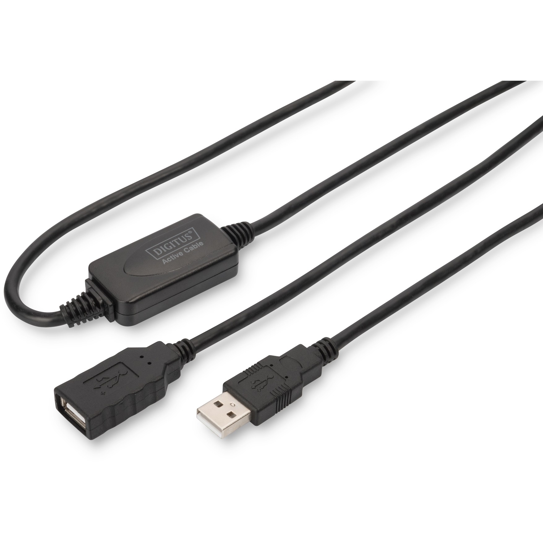 DIGITUS USB 2.0 Verlängerungskabel Typ A -A St/Bu 15m sw