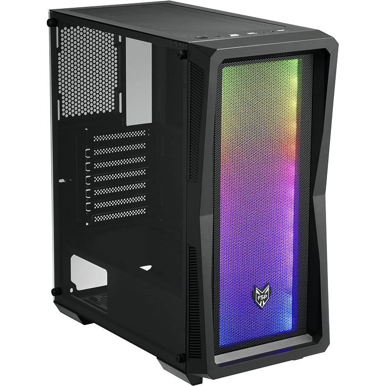 ATX CMT212A FSP Mid Tower/Tempered Glass side panel/2xUSB3.0/USB2.0/HD Audio/4x120mm fan/Black