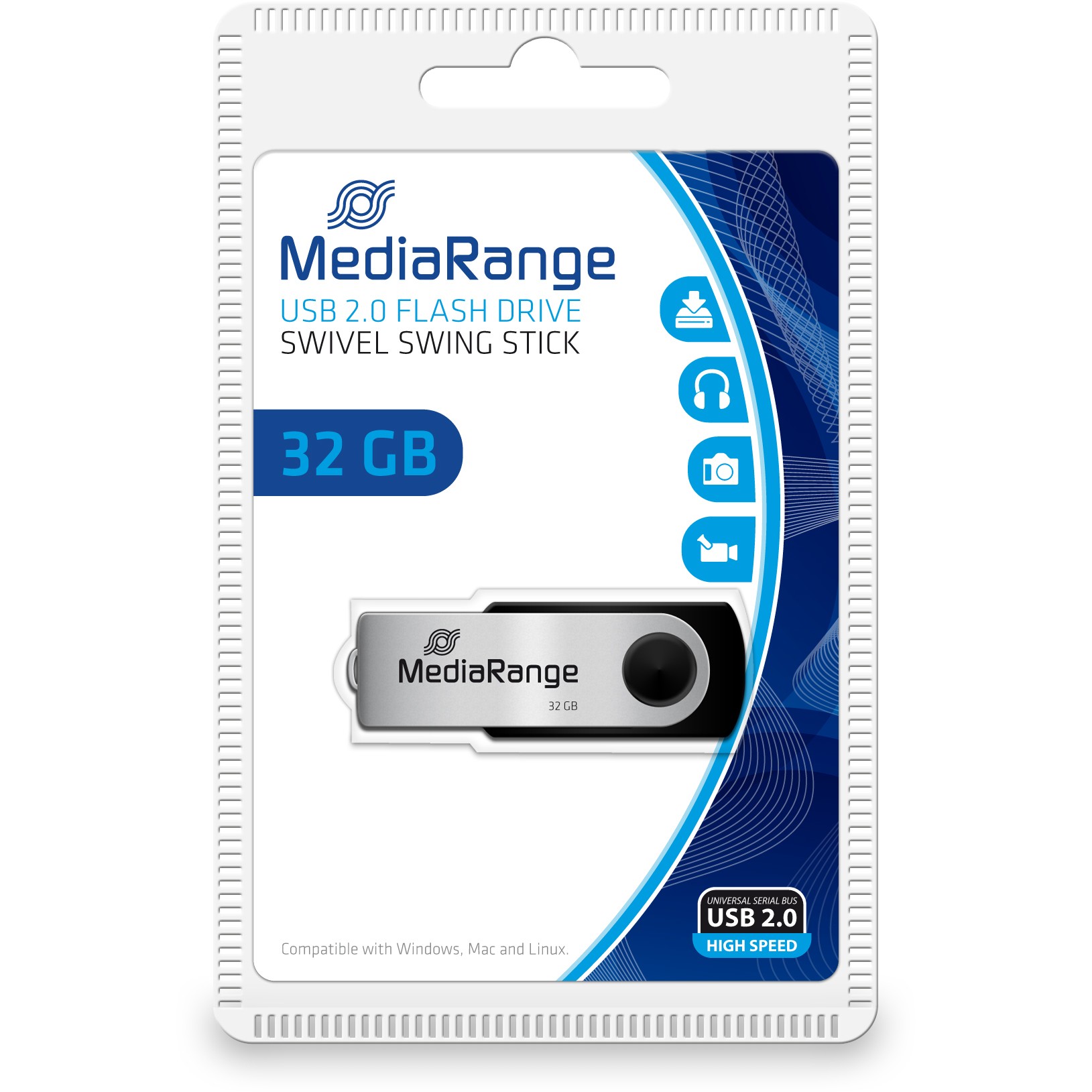 STICK 32GB MEDIARANGE MR911 Schwarz - Silber