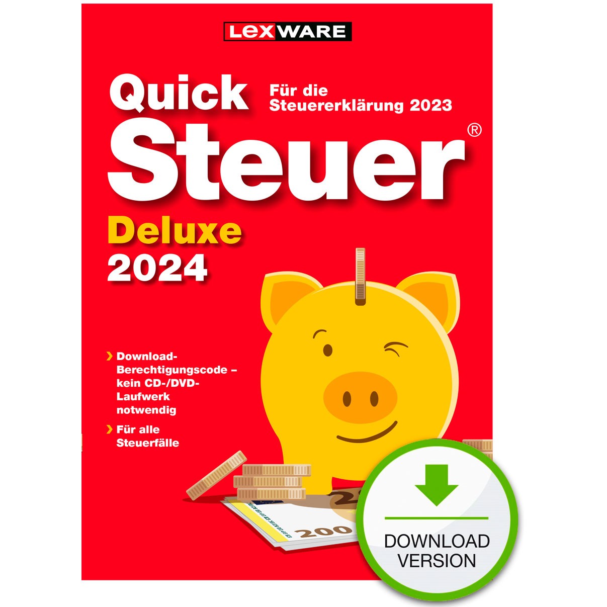 Lexware Quicksteuer Deluxe 2024 - 1 Device, bis zu 5 Steuererklärungen - ESD-DownloadESD