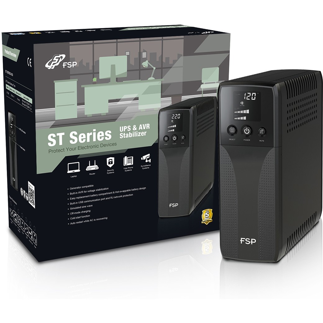 FSP ST 850 Tower 850VA 510W RJ45 Ausgang 4 Schuko