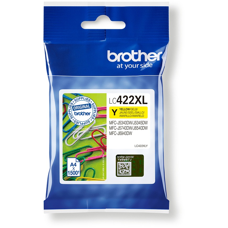 Brother Tinte LC-422XLY Gelb bis zu 1500 Seiten nach ISO/IEC 24711