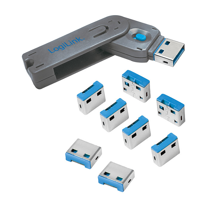 Port Blocker, USB-A, 1 Key + 8 Locks