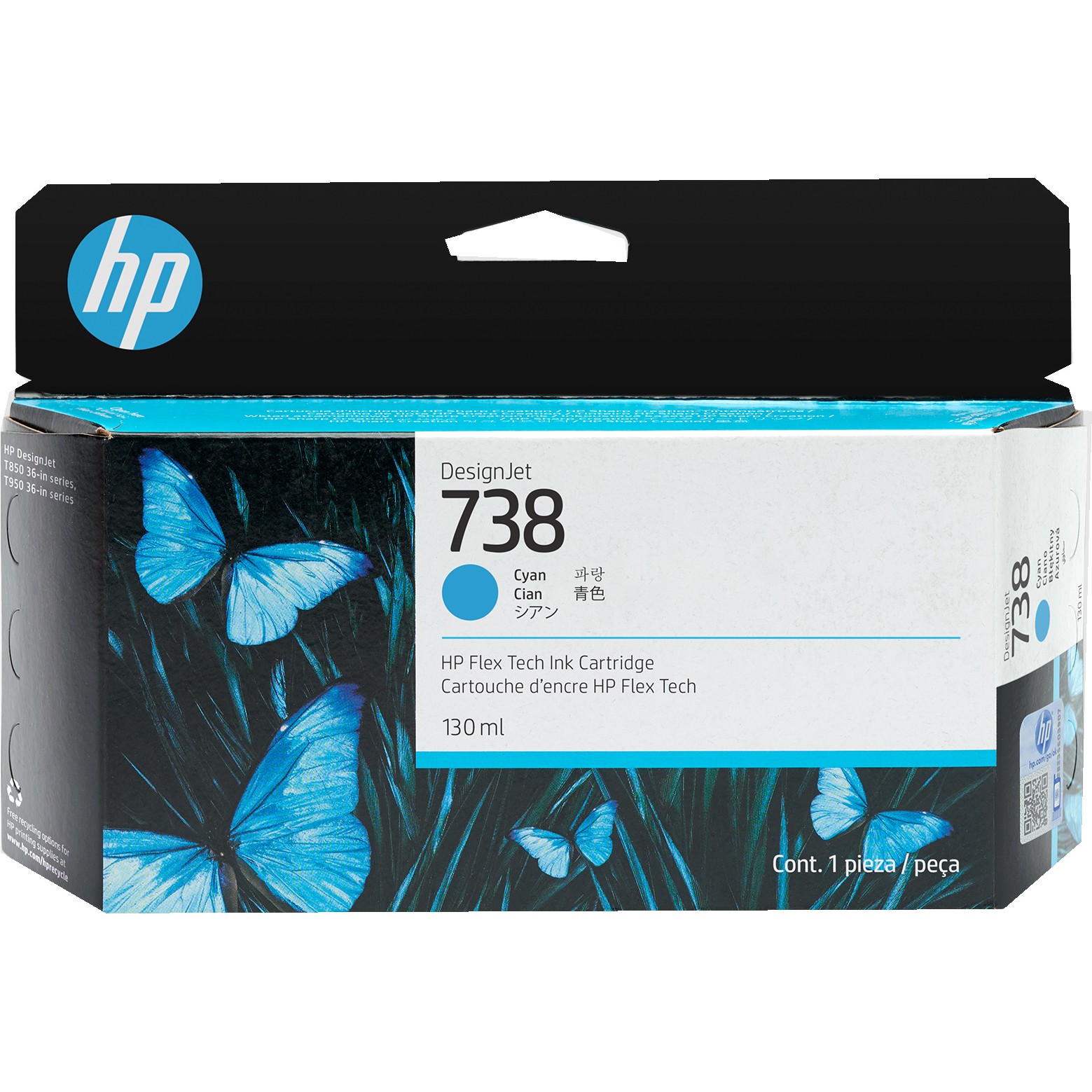 HP Tinte 738 498N5A Cyan