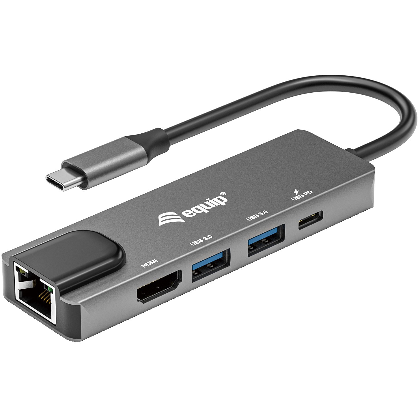Equip Dock USB-C->HDMI.2xUSB3.0.GbE.100WPD 25cm si