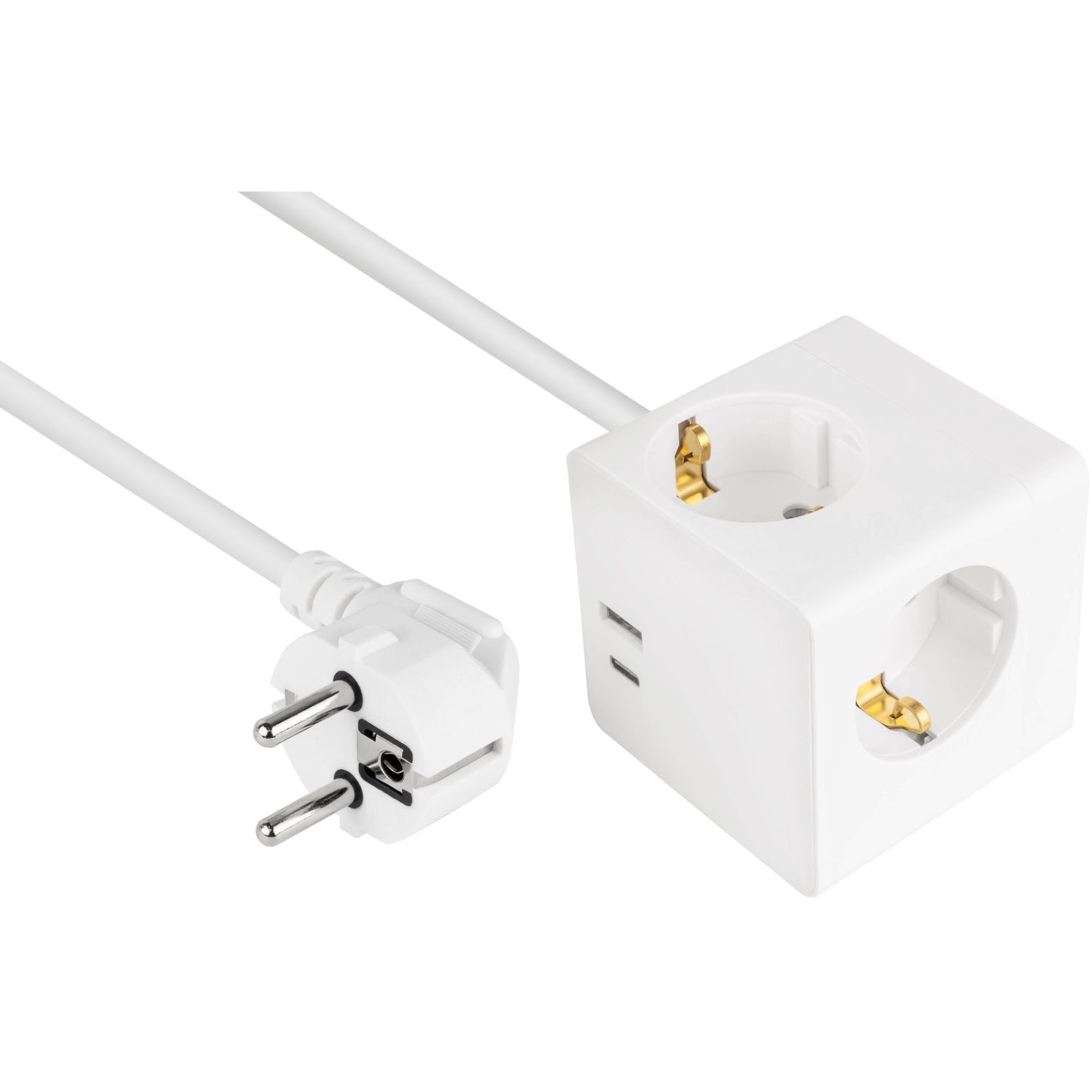 kabelmeister Steckdosenwürfel mit 5m Zuleitung 3x SchuKo; 1x USB-C 20W PD 3.0; USB-A 18W Weiß