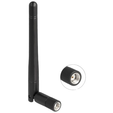 DeLock WLAN 802.11 ac/ax/a/b/g/n Antenne RP-SMA Stecker 2 dBi omnidirektional mit Kippgelenk schwarz