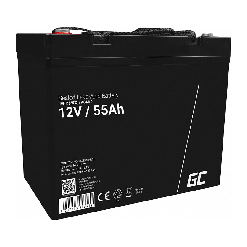 Green Cell AGM49 Plombierte Bleisäure 55Ah 12V
