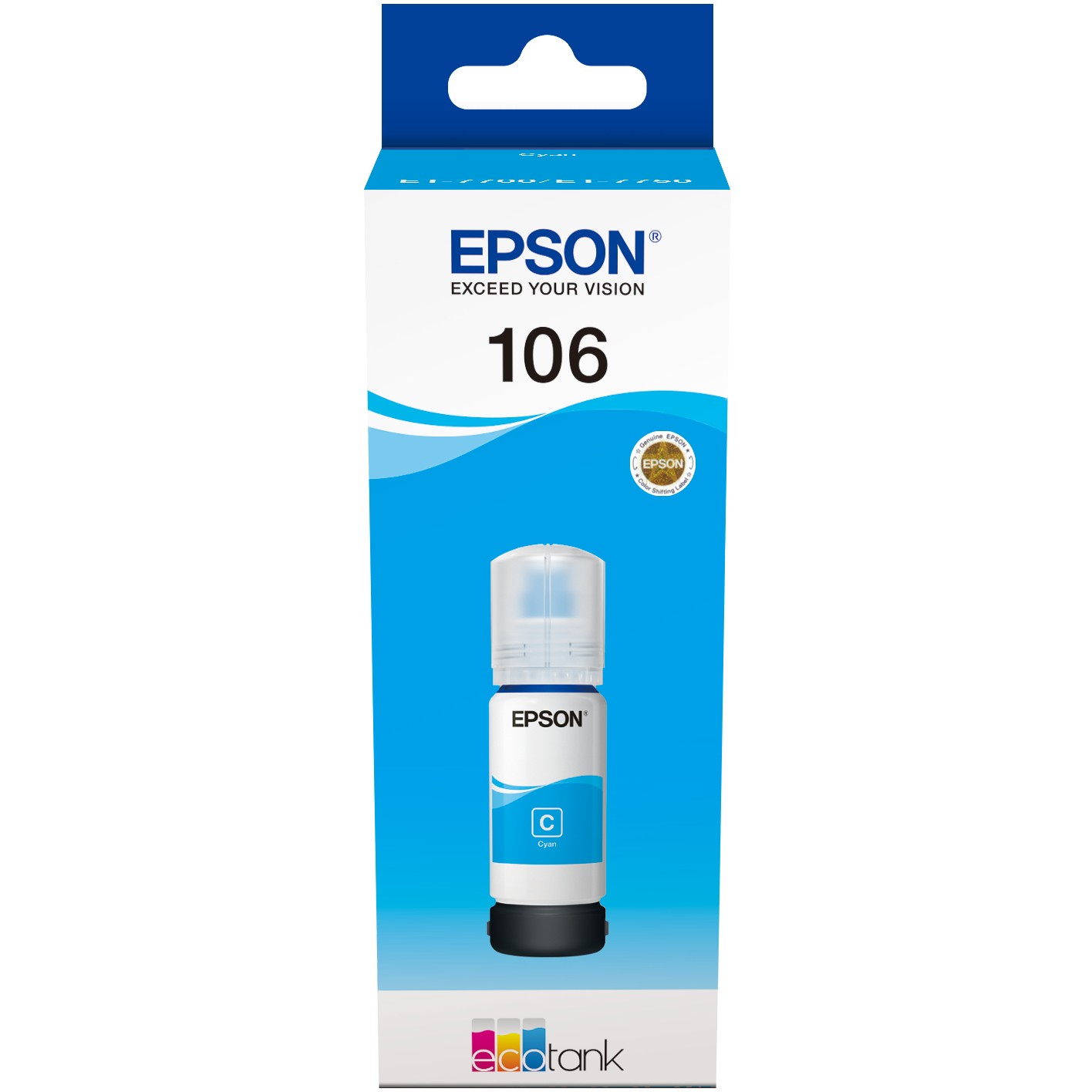 Epson Tinte 1LB 106 EcoTank Cyan ink bottle