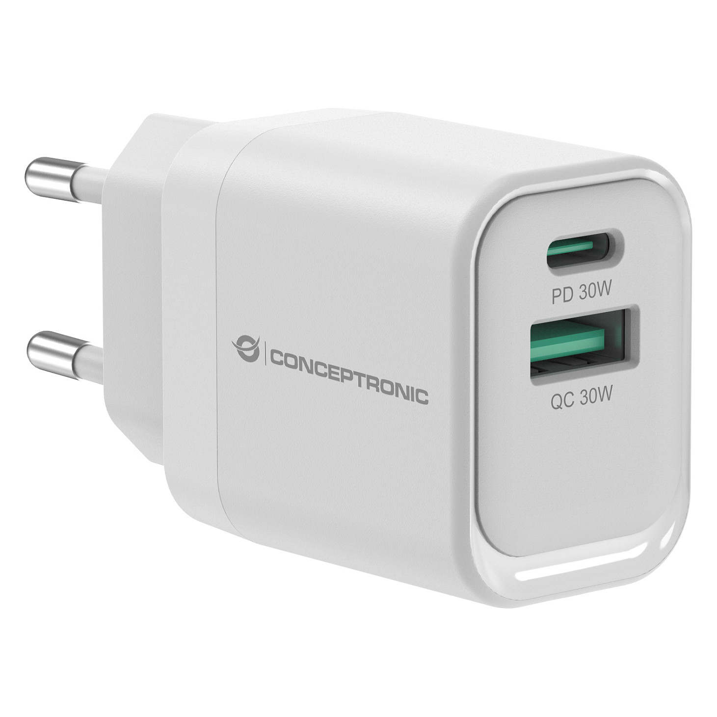 CONCEPTRONIC Ladegerät 2Port GaN USB-C/-A 33WPD3.0/PPS ws