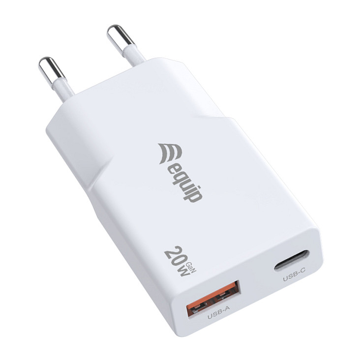 Equip Ladegerät 2Port USB-C PD3.0/USB-A GaN Slim 20W weiß