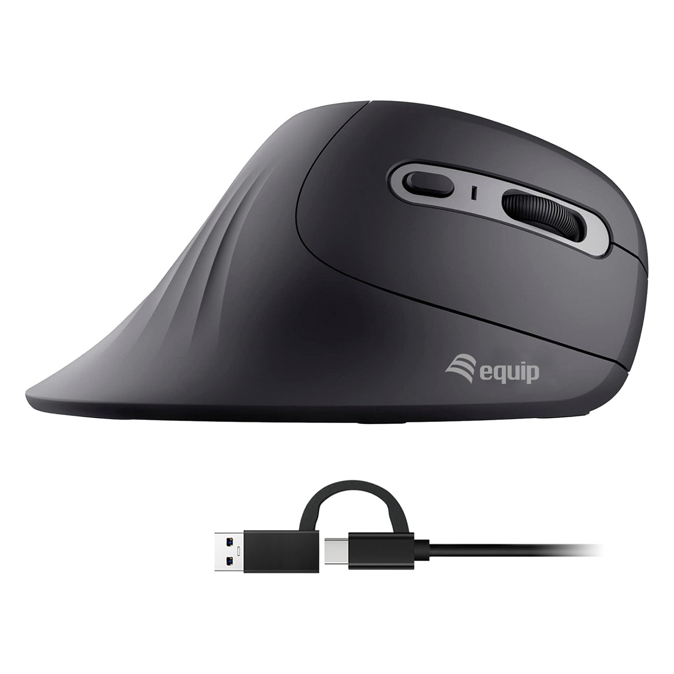 Equip Ergonomische Maus USB-A/-C Stker 1.80m Rechts schwarz