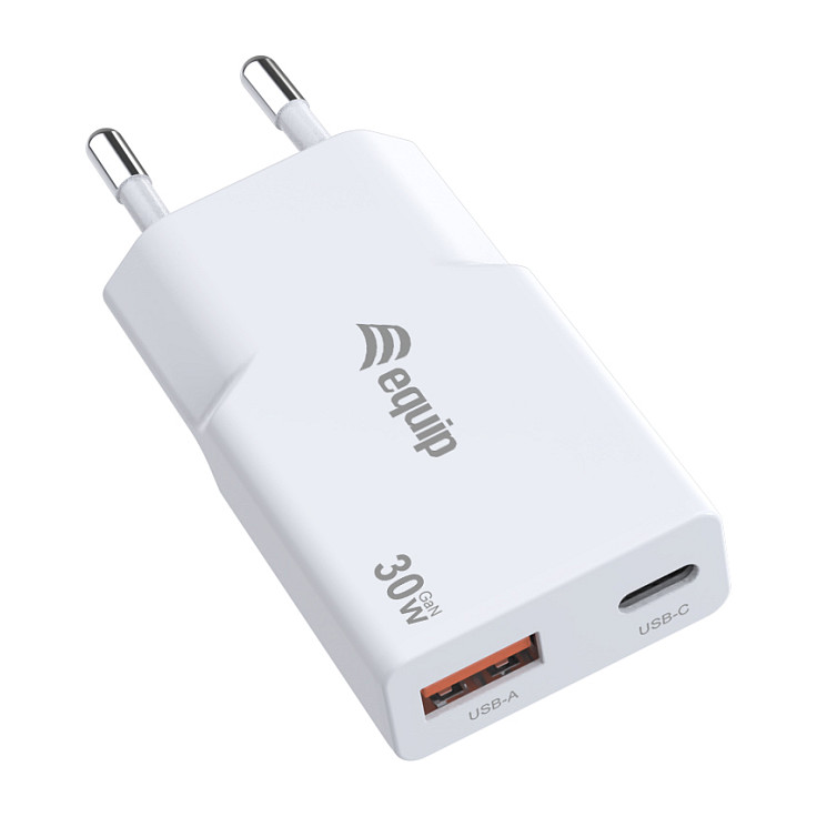 Equip Ladegerät 2Port USB-C PD3.0/USB-A GaN Slim 30W weiß