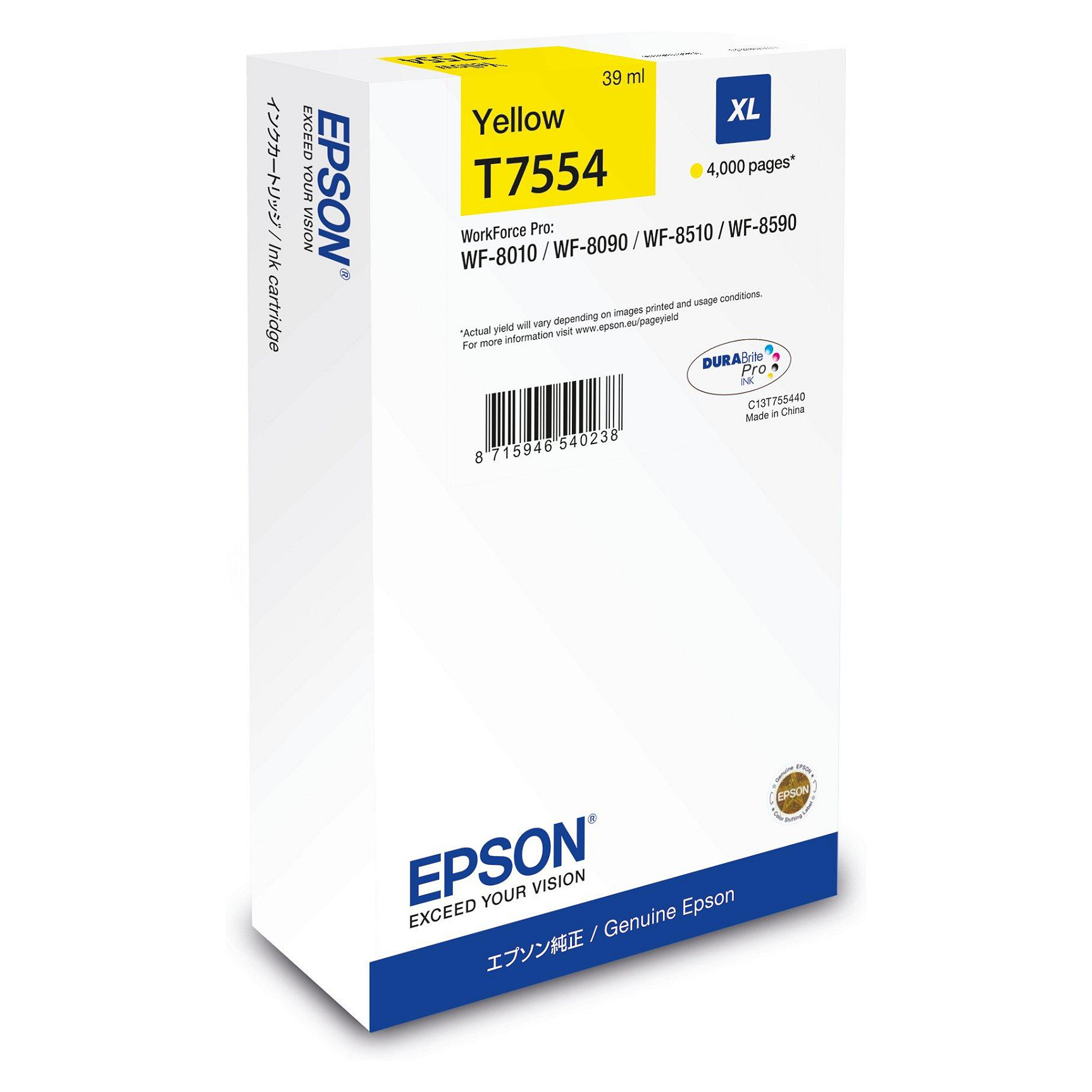 EPSON Tinte gelb 39.0ml WF Pro 8xxx, ''XL''