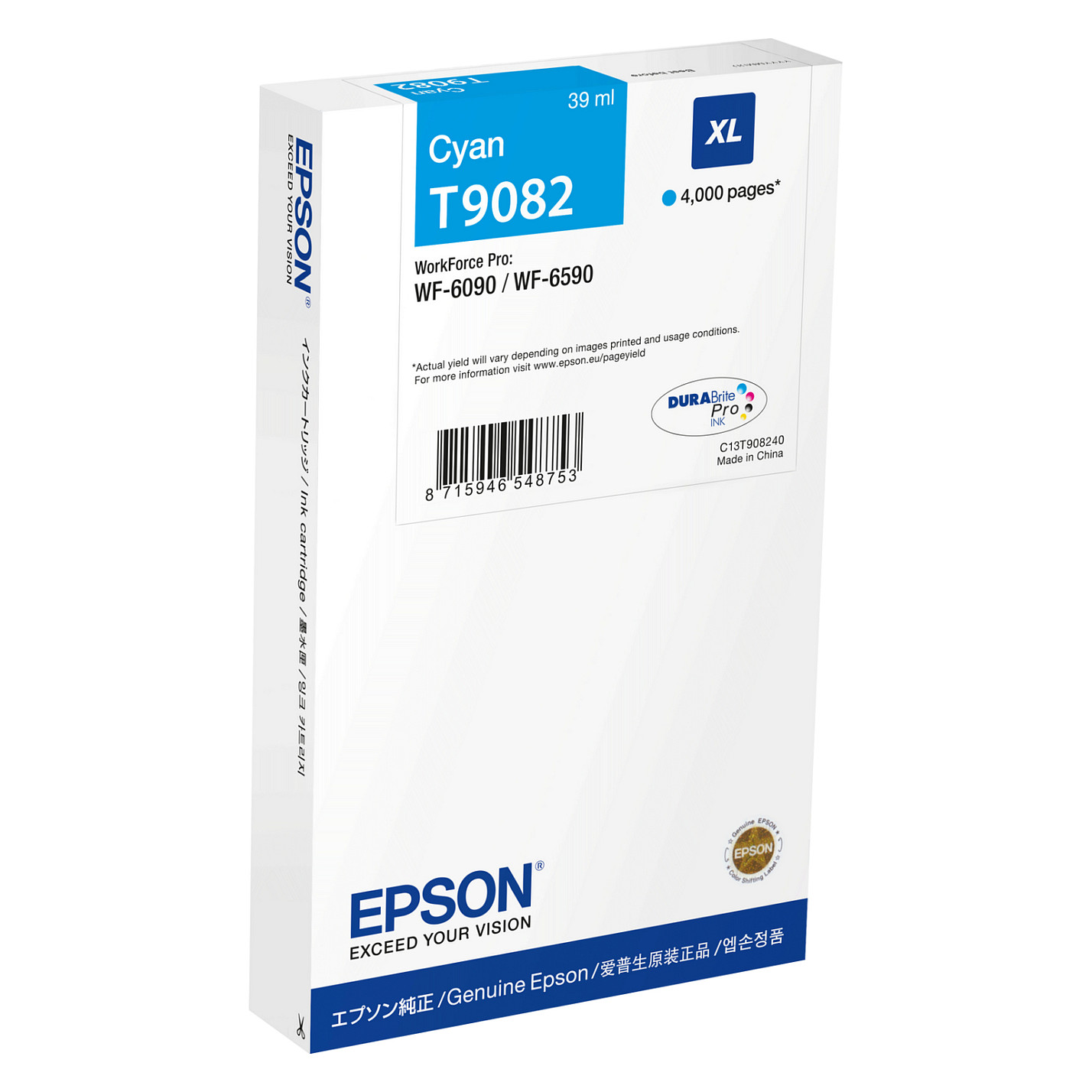 EPSON Tinte cyan 39.0ml WF Pro 6xxx, ''XL''