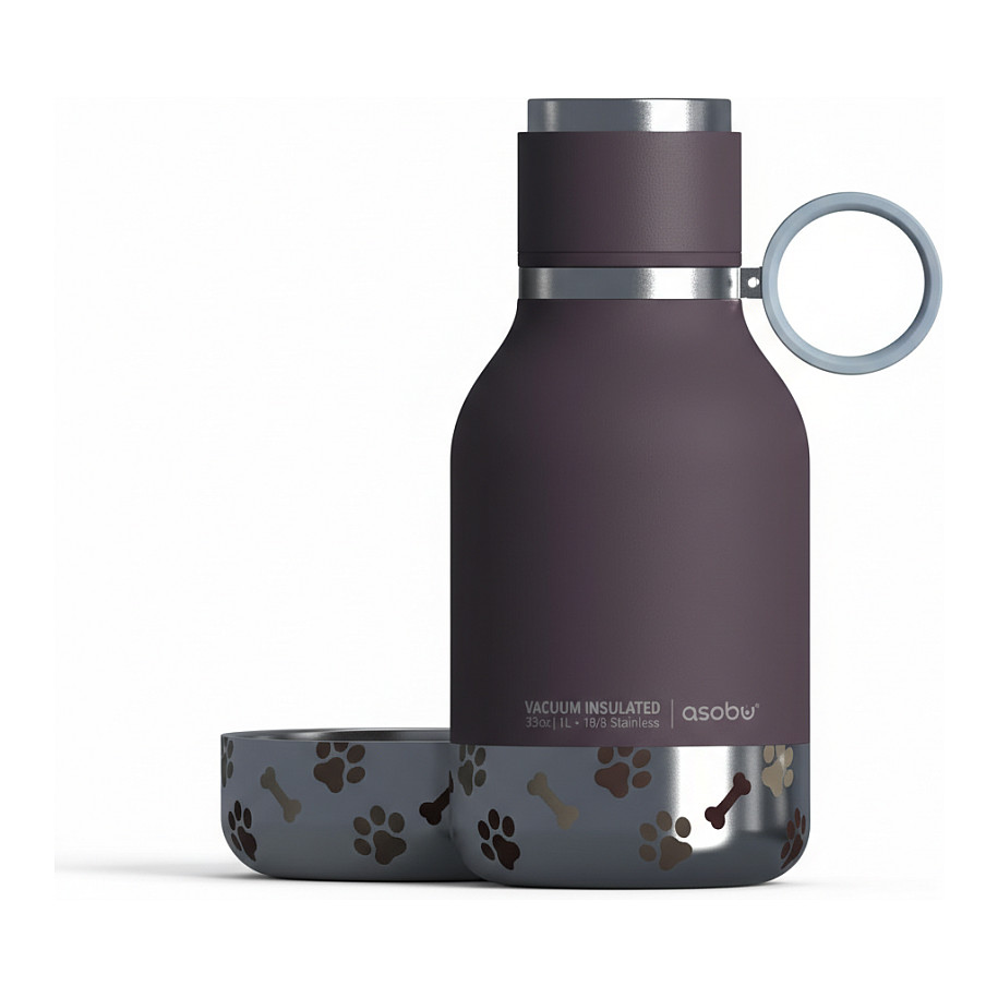 Asobu - Dog Bowl - Flasche aus Tritan mit Hundenapf 1,5 Liter Burgunderrot