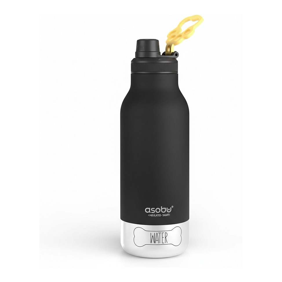 Asobu - Dog Bowl Buddy - recycelte Edelstahlflasche mit 2 Npfen Silber