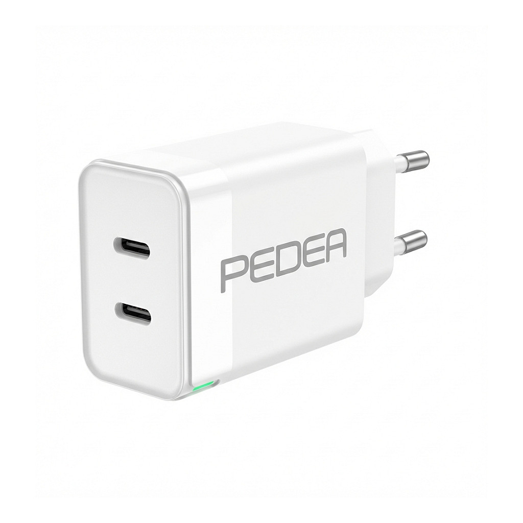 PEDEA 40W USB-C (PD) Schnellladegerät - 2-Ports Mehrfach Handy-Ladegerät mit USB-C, weiß
