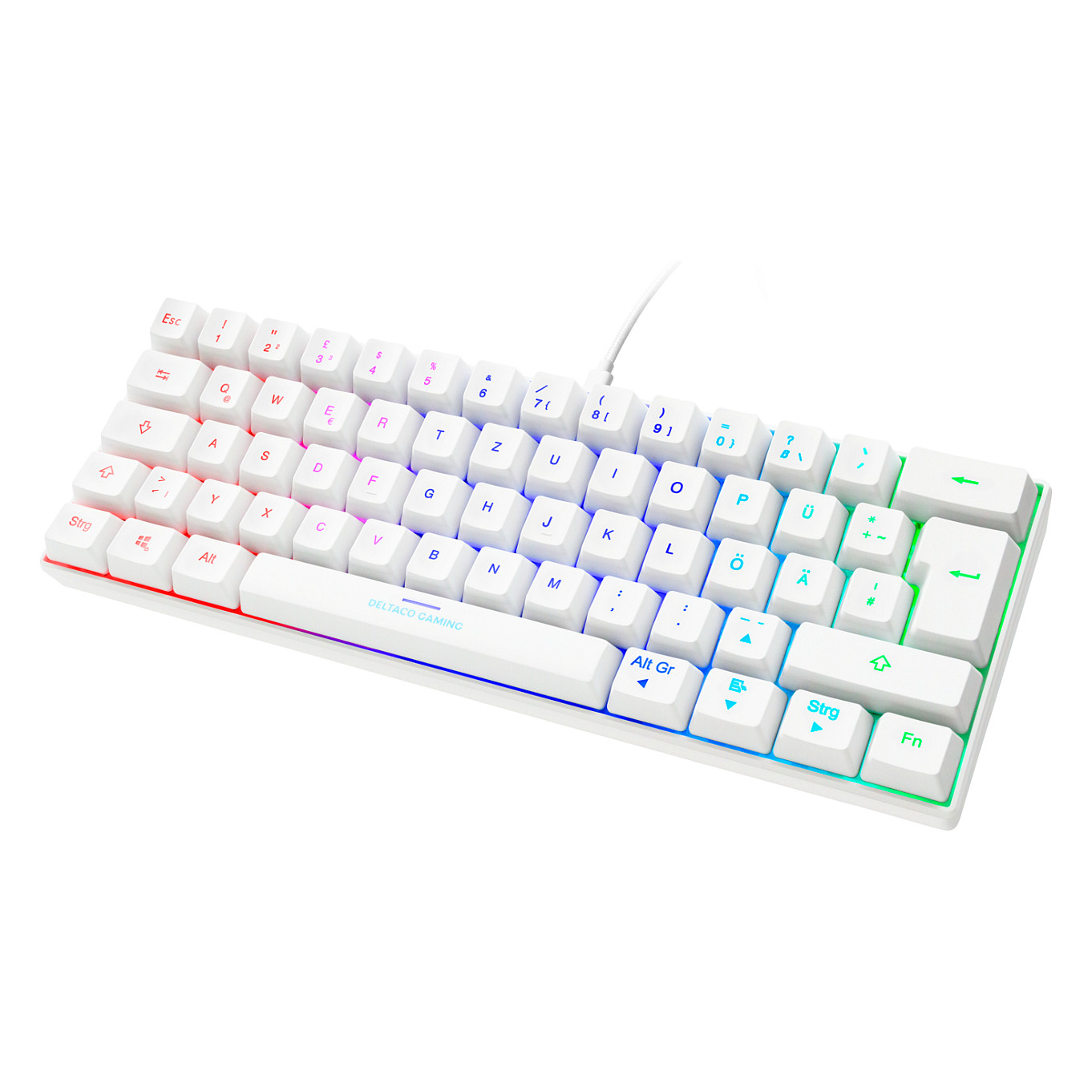 Deltaco Gaming Tastatur USB, RGB, weiß