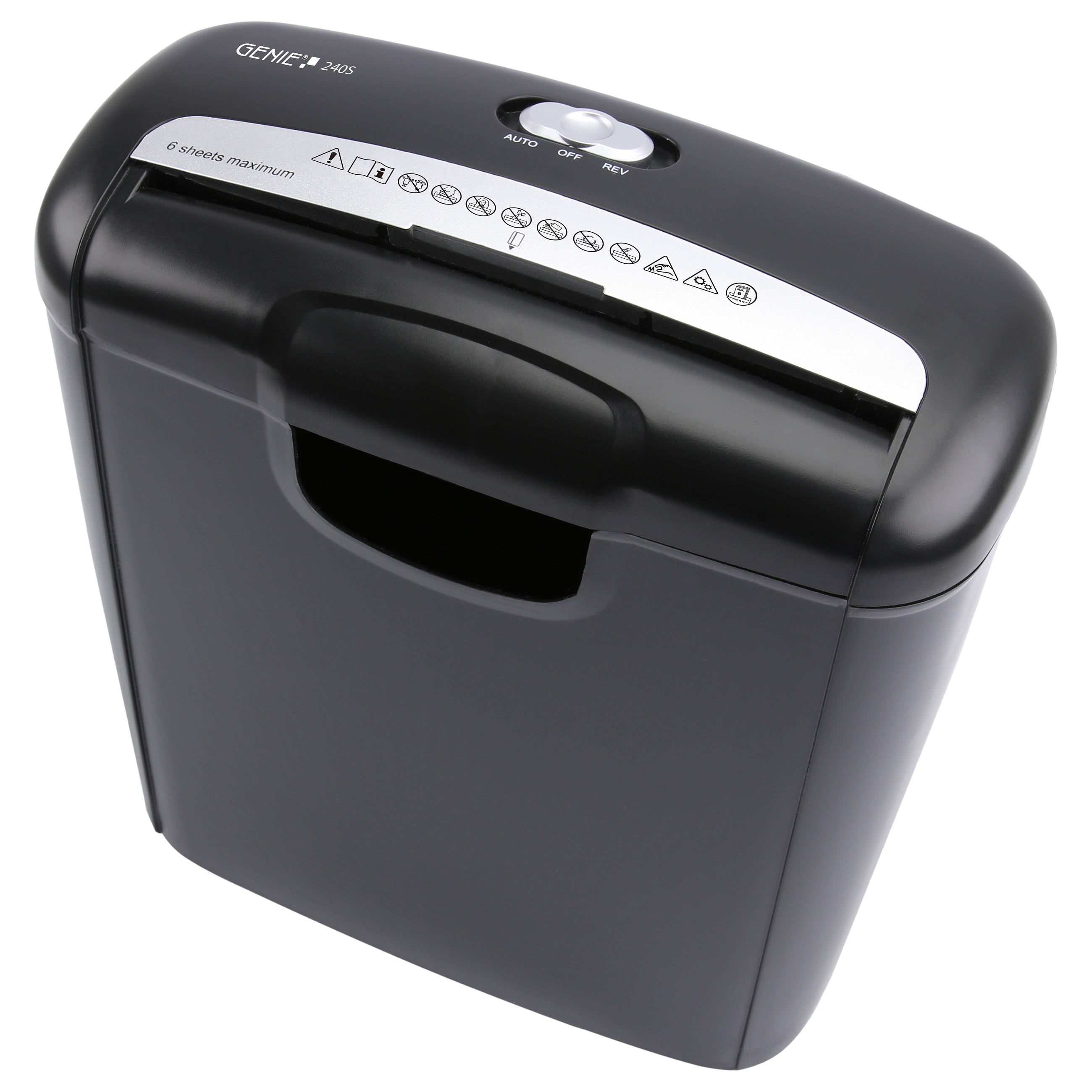 GENIE 240S Aktenvernichter mit Streifenschnitt bis 6 Blatt schwarz