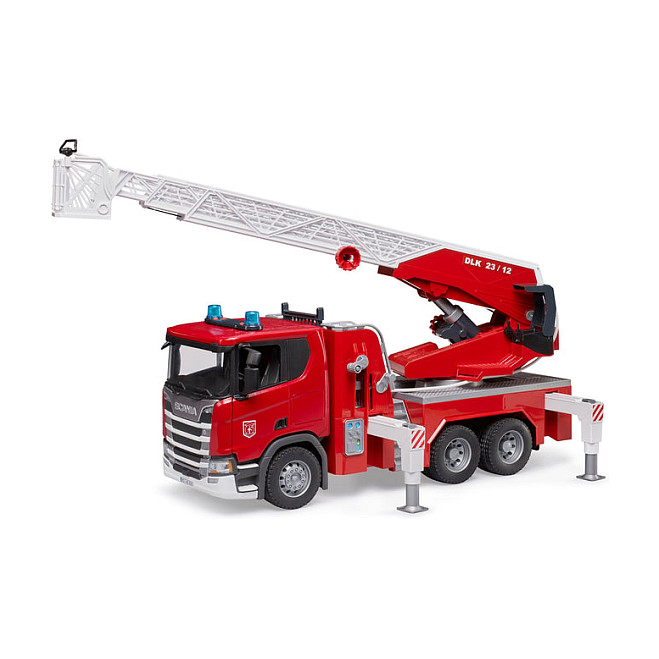 BRUDER Scania Super 560R Feuerwehr mit Drehleiter, Wasserpumpe, Light & Sound