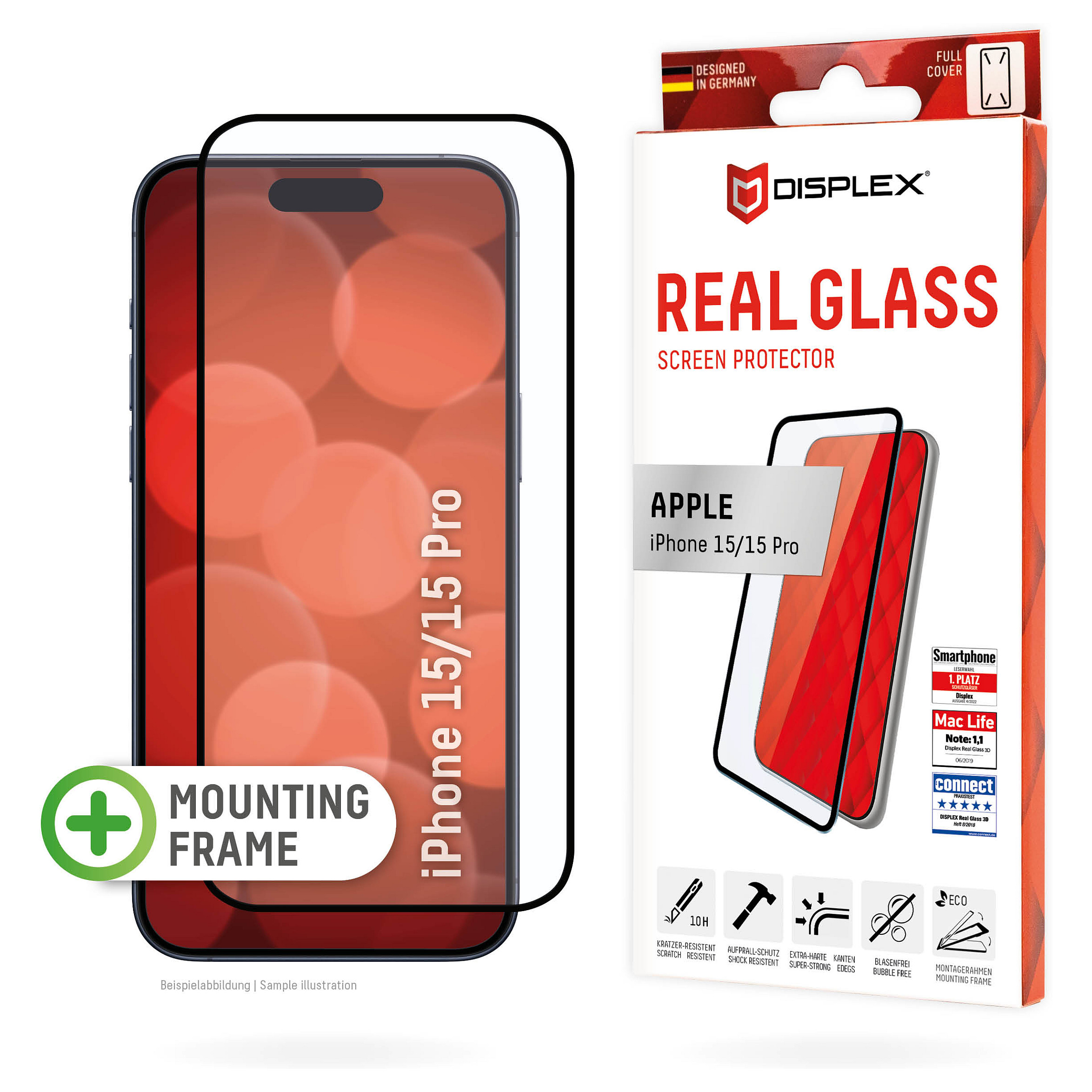Displex Full Cover Schutzglas für Iphone 15/15 Pro