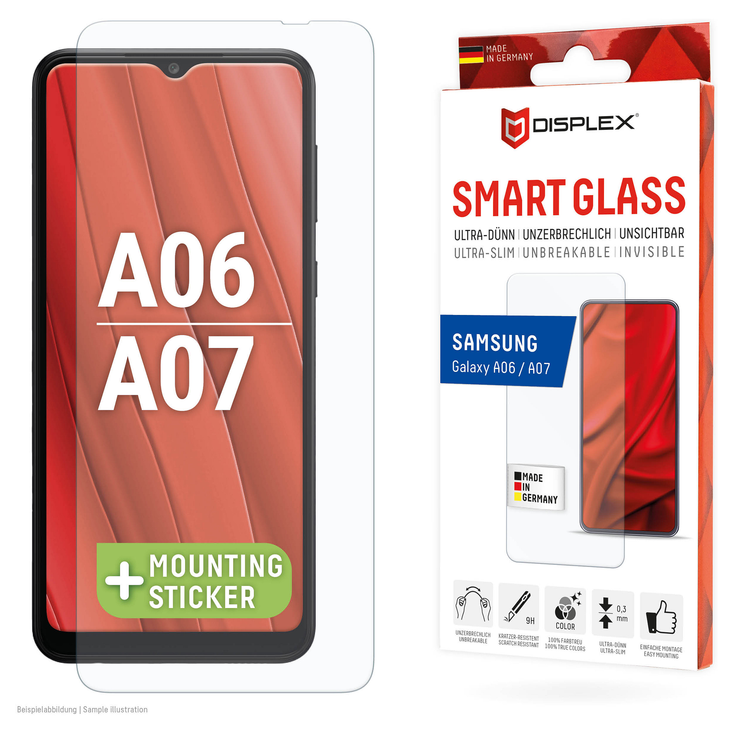 DISPLEX Smart Glasschutzfolie für Samsung Galaxy A06/A07
