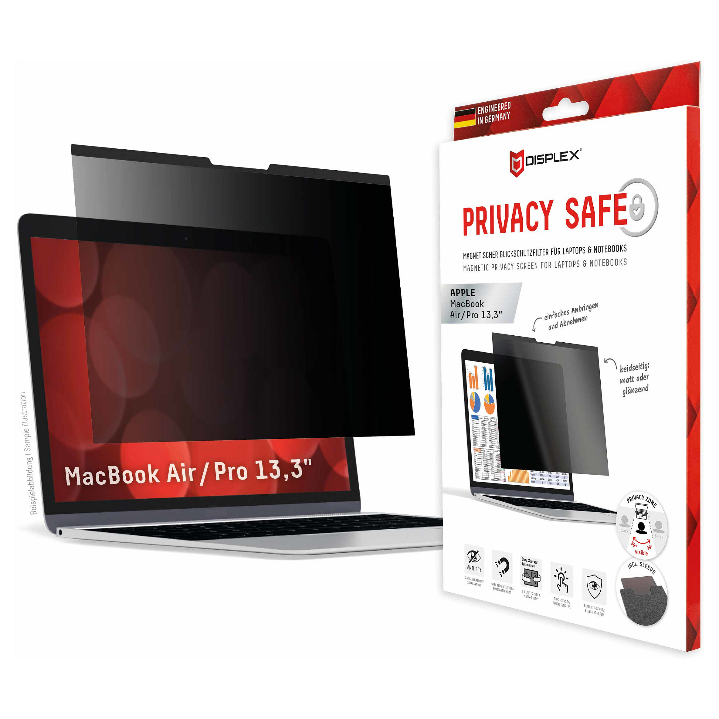DISPLEX Privacy Safe Blickschutzfilter f. MacBook Air/Pro 13,3