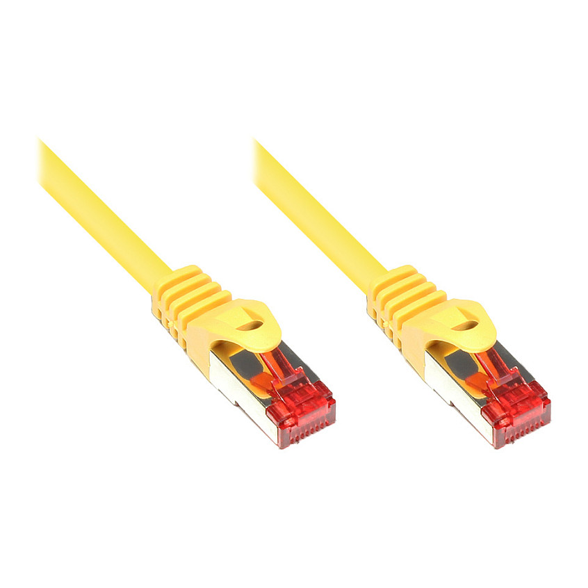 GoodConnections Patchkabel mit Rastnasenschutz, Cat. 6, S/FTP, PiMF, PVC, 250MHz, gelb, 50m,