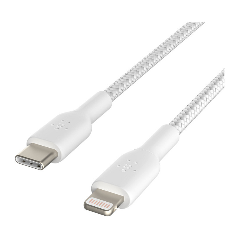 Belkin BoostCharge - Lightning-Kabel - 24 pin USB-C männlich zu Lightning männlich - 2 m - weiß - USB-Stromversorgung (18 W)