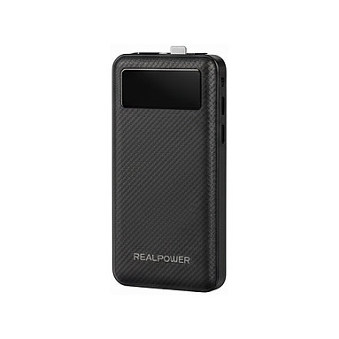 REALPOWER PB-10000 Plus,10.000 mAh,20W,2x USB-A,1xUSB-C blac