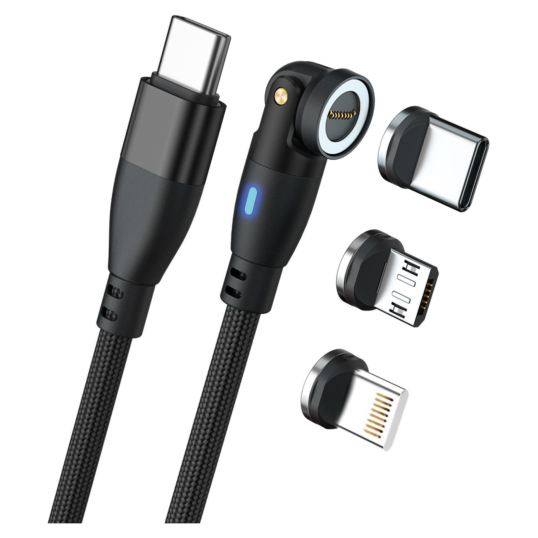 RealPower Magnetic cable 100 Watt,1m,black mit Adaptern