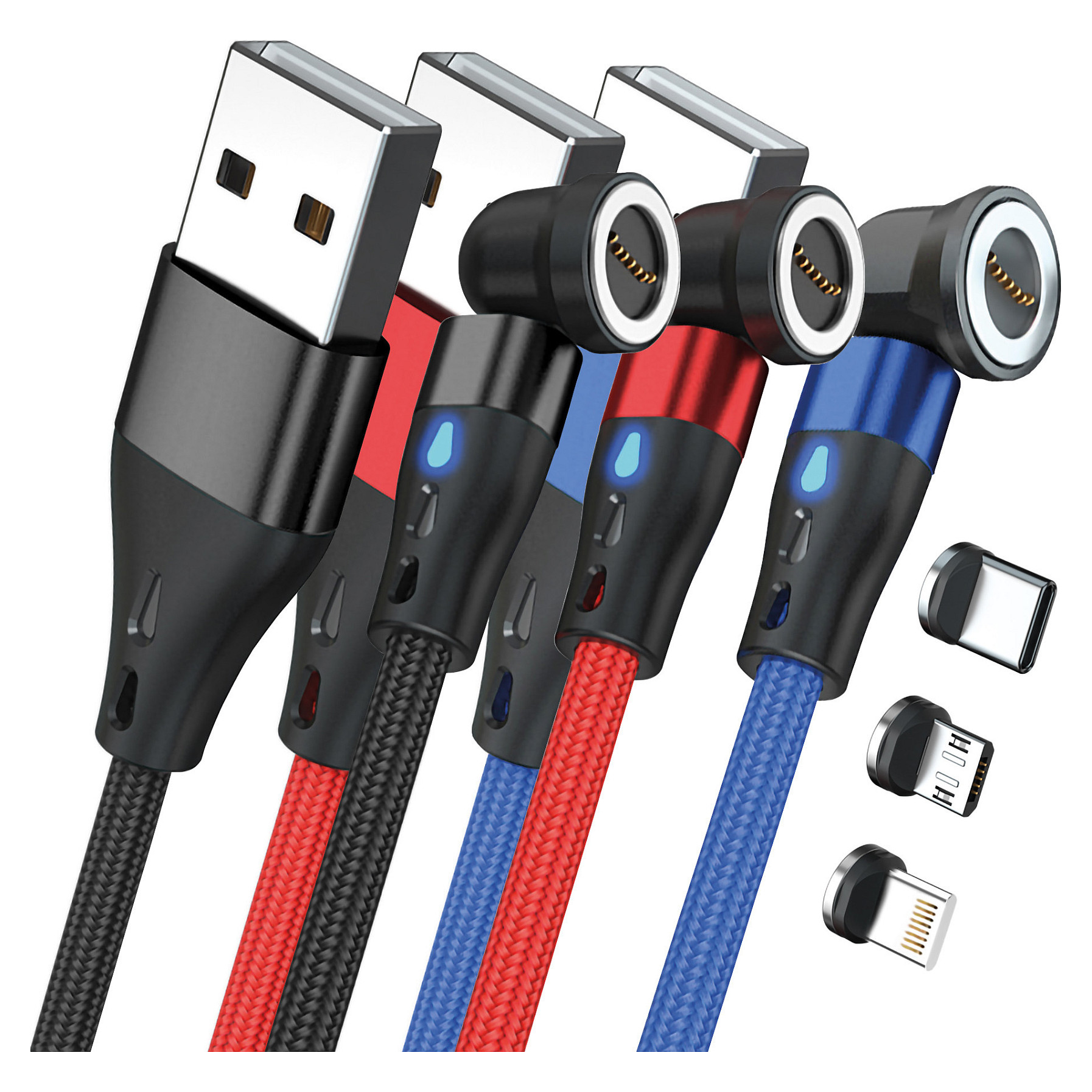 RealPower Magnetic cable 3 Amp Set,1m,3 Kabel mit Adaptern