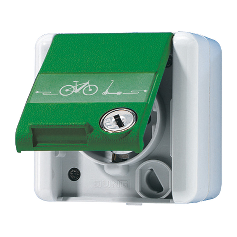 Jung 820GNNAWSLEB SCHUKO Steckd.m.Klappd. u.Sicherh.E-Bike